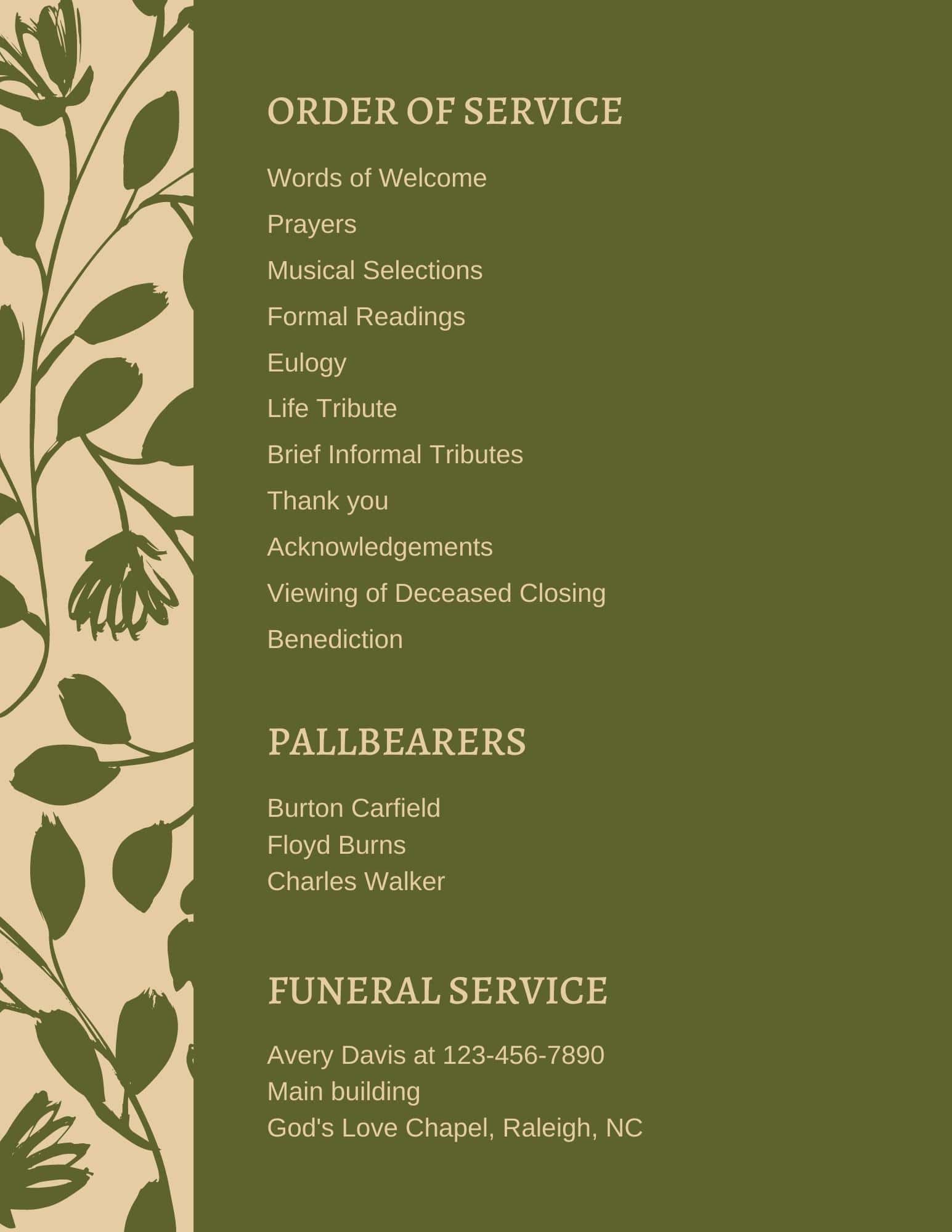 Inspirational Funeral Program Examples Cremation Funeral Pre 